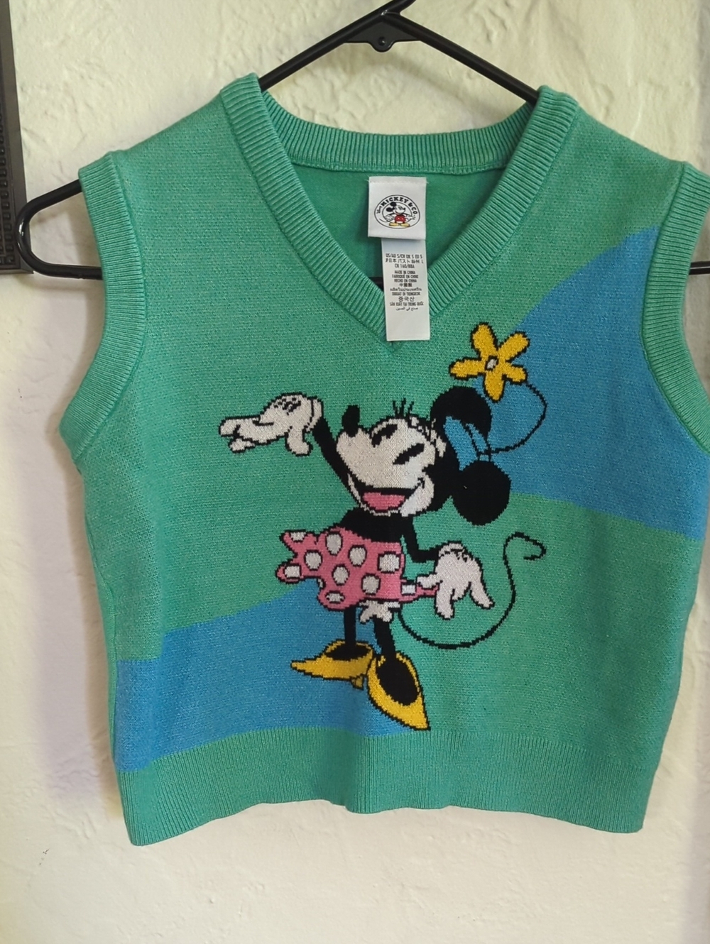 Vintage Minnie Mouse Sleeveless Knit Top  Sweater Vest - Green